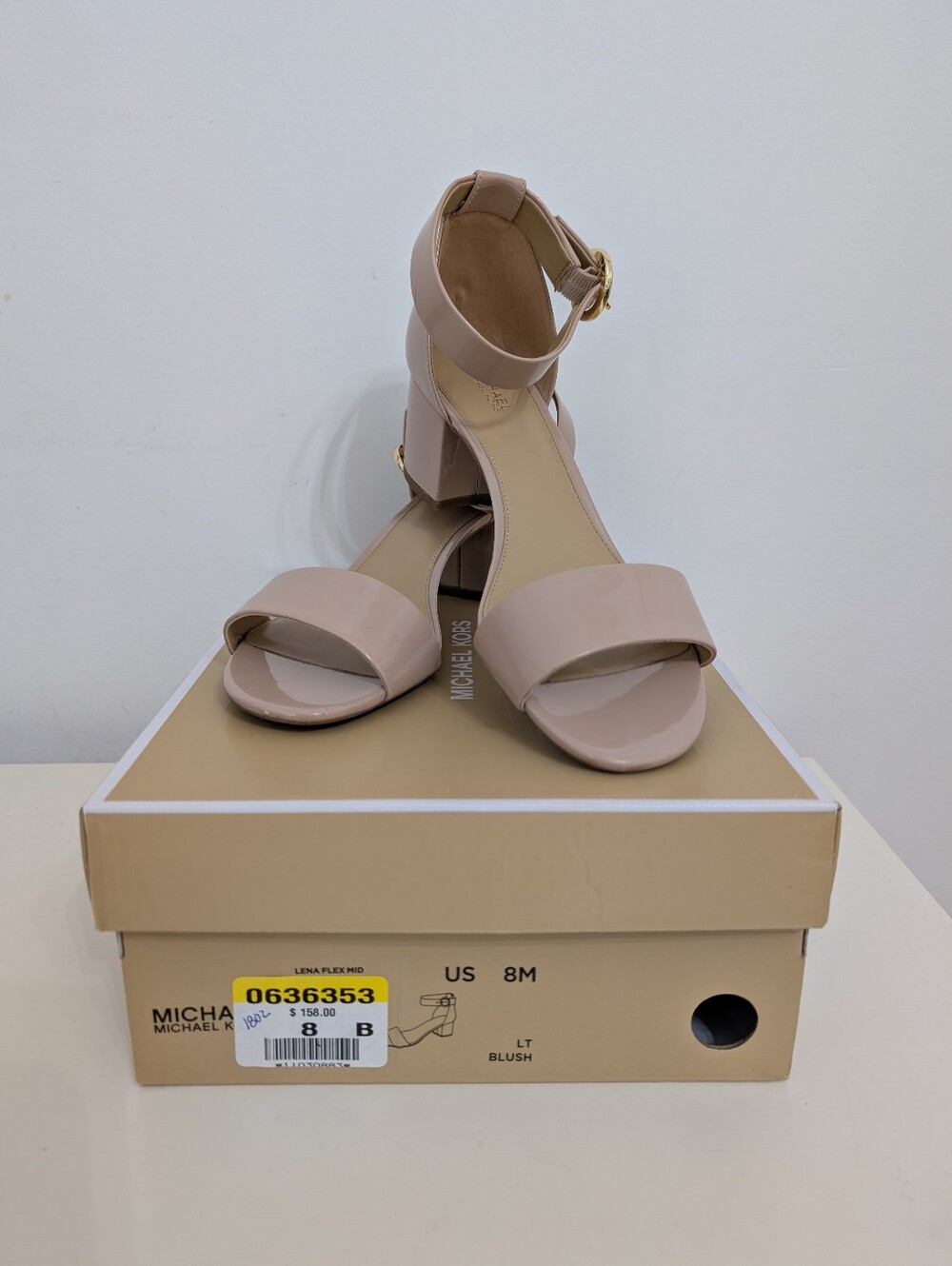Michael Kors Light Blush Patent Ankle-Strap Block Heel Sandals